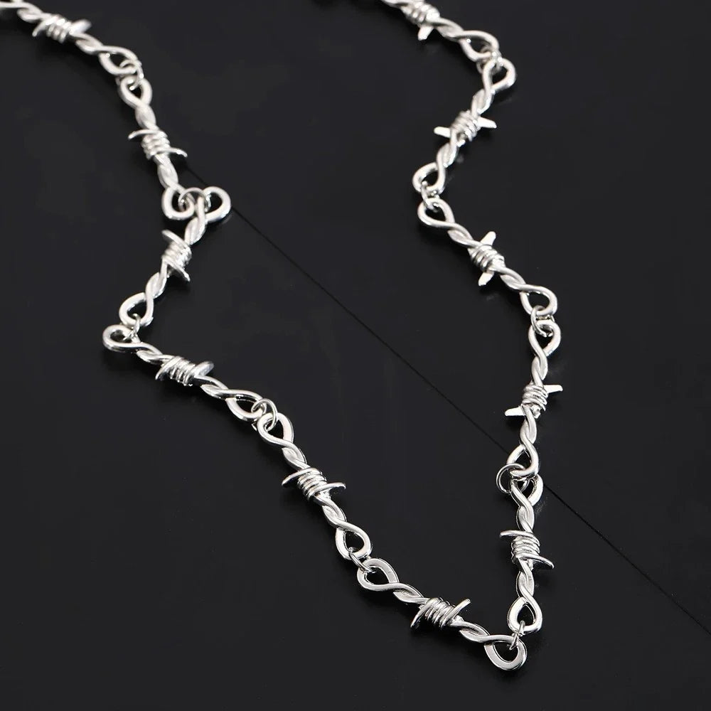 Men Street Jewellery Silver Chain Collar Necklace Punk Rock Accessories-2