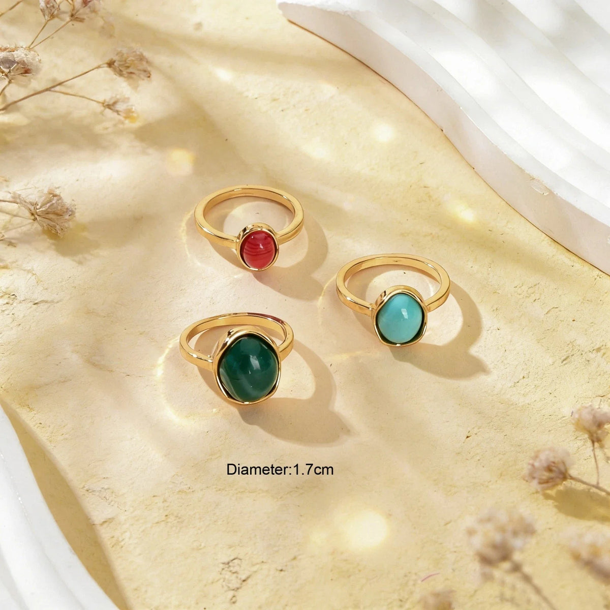 Ethnic Tribal Boho Vintage Jewellery Antique Turquoise Chunky 3pcs Finger Rings-3