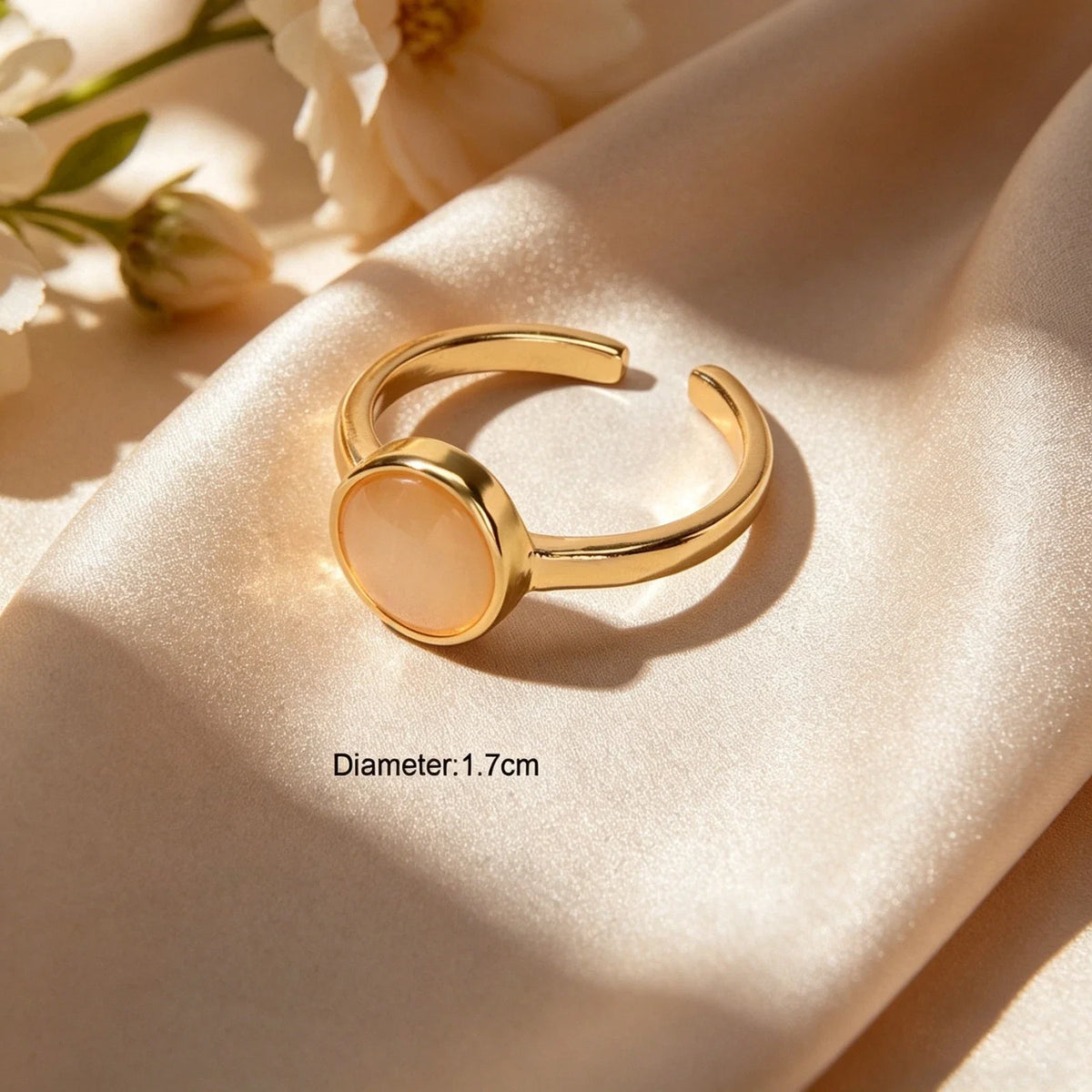 Simple Gold Round Imitation Cat Eye Stone Open Finger Ring Festival Gift Jewelry-2