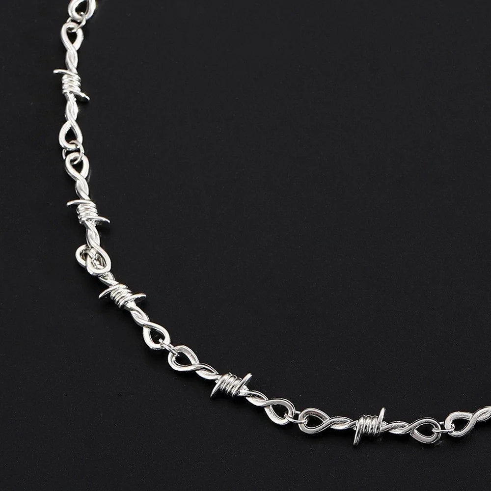 Men Street Jewellery Silver Chain Collar Necklace Punk Rock Accessories-3