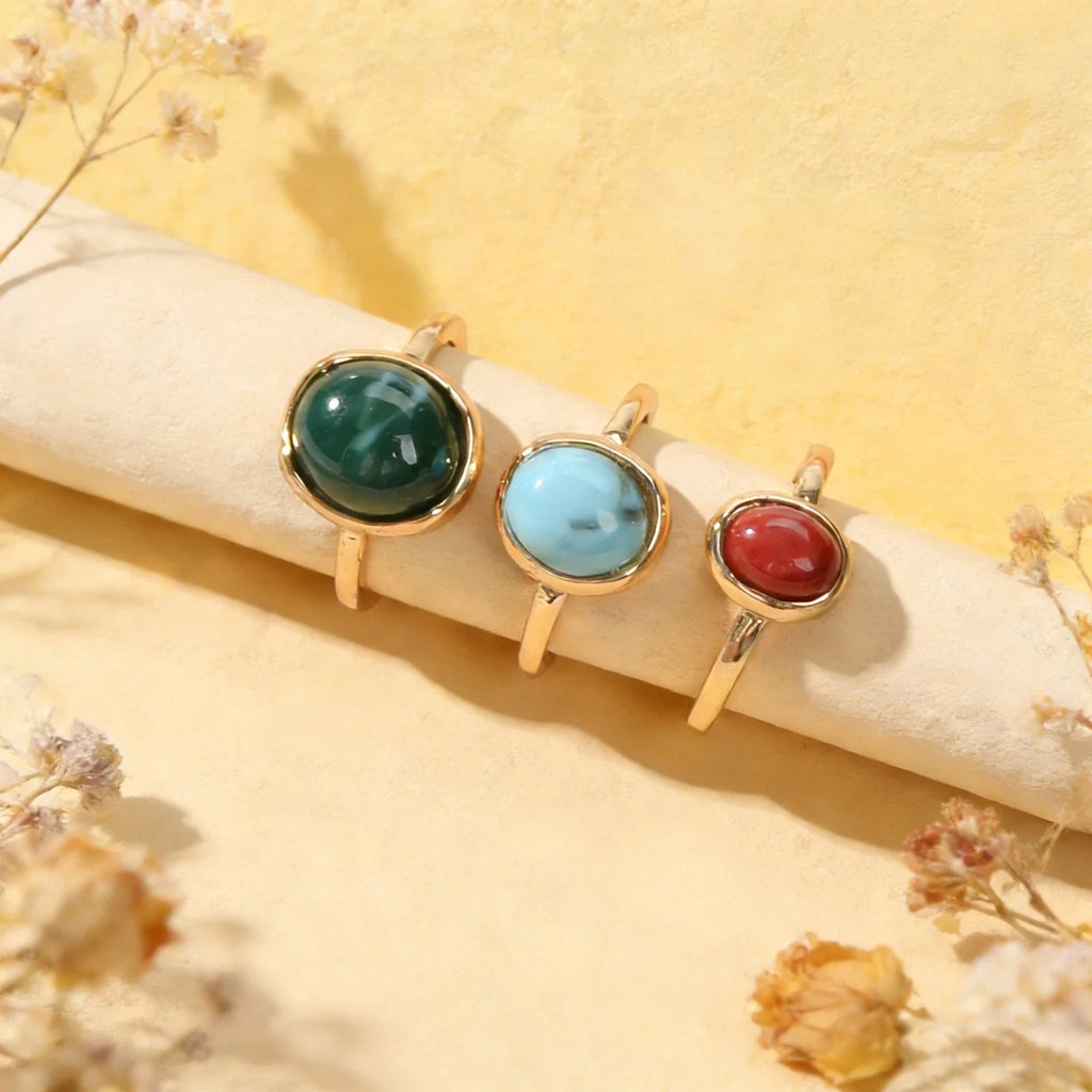 Ethnic Tribal Boho Vintage Jewellery Antique Turquoise Chunky 3pcs Finger Rings-4